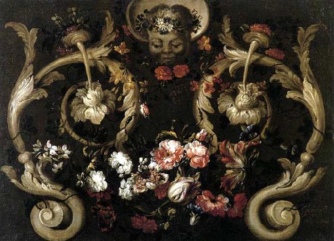 CORTE, Gabriel de la. Grotesques with Flowers